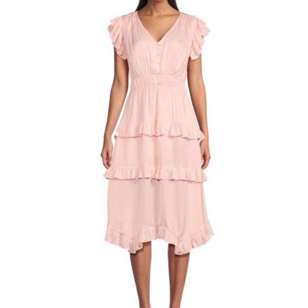 Pink Ruffle Midi Dress size M
